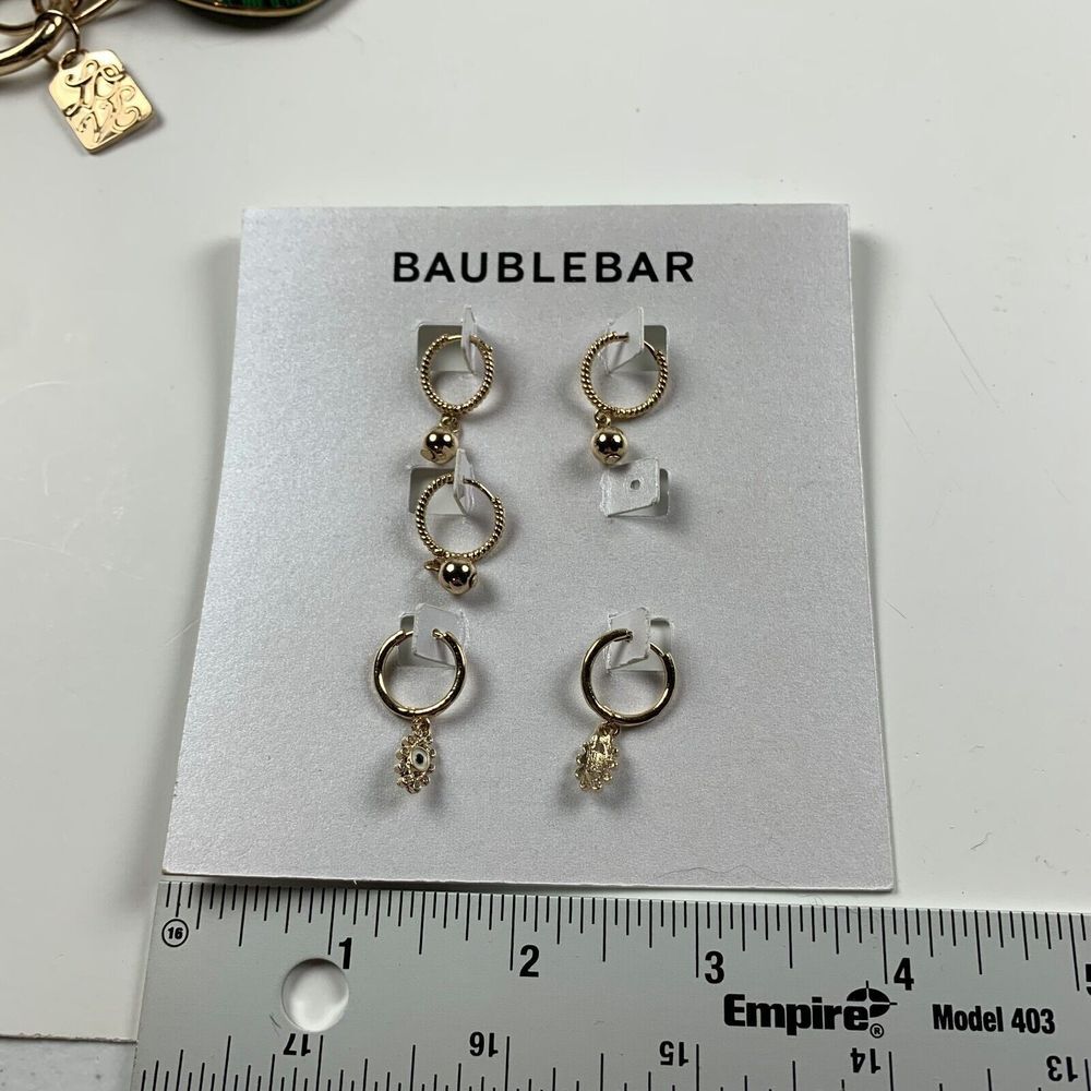 Baublebar Women's Fashion Jewelry Gold Faceted Drop Ball Hoop Earrings - Lot